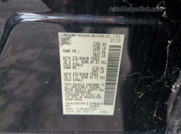 5N1AZ2MS5KN159664 2019 NISSAN MURANO Black 