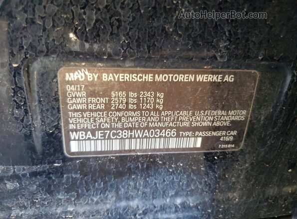 WBAJE7C38HWA03466 2017 BMW OTHER Black VIN կոդի պիտակի տեսք