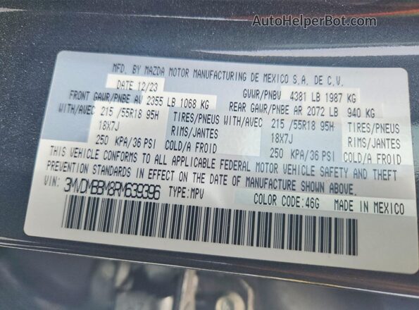 3MVDMBBM8RM639396 2024 MAZDA CX-30 Black Vista interior de 360 grados
