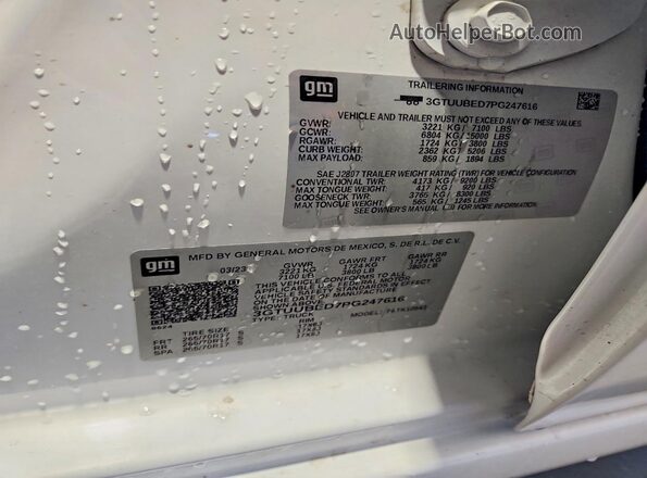 3GTUUBED7PG247616 2023 GMC SIERRA White 