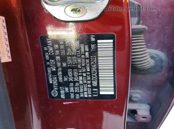 KM8J3CA23HU475221 2017 HYUNDAI TUCSON Maroon 
