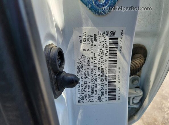 2HGFC2F83MH559619 2021 HONDA CIVIC Белый Вид наклейки с VIN-кодом