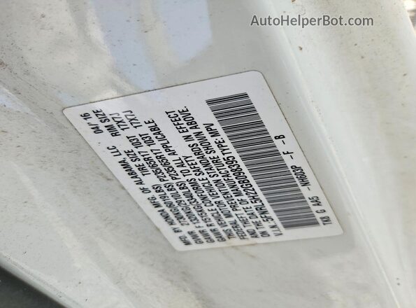 5FNRL5H22GB098395 2016 HONDA ODYSSEY White Вид наклейки з VIN-кодом
