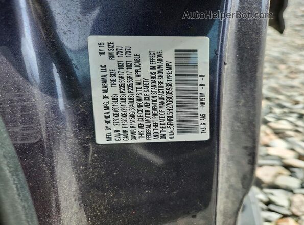 5FNRL5H27GB035938 2016 HONDA ODYSSEY Gray Вид наклейки з VIN-кодом