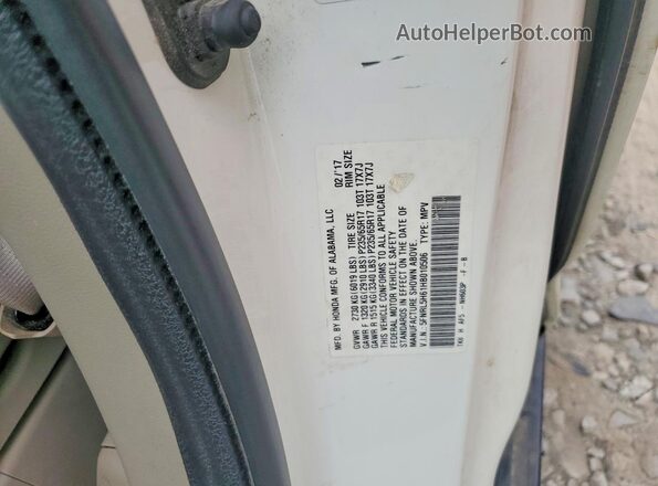 5FNRL5H61HB010506 2017 HONDA ODYSSEY White VIN კოდის სტიკერის ხედი