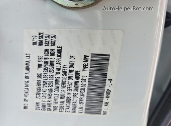 5FNRL6H53LB019813 2020 HONDA ODYSSEY White 
