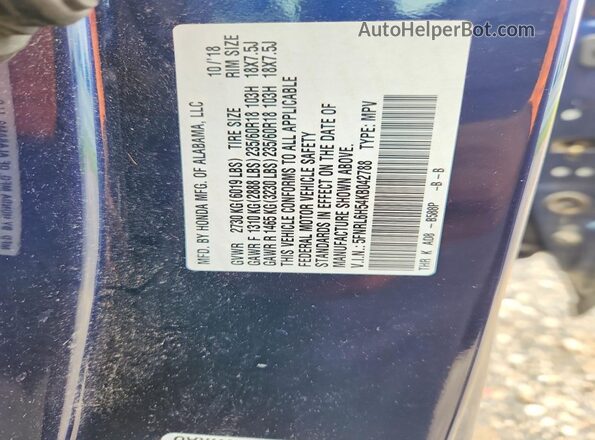 5FNRL6H54KB042788 2019 HONDA ODYSSEY Blue Vista interior de 360 grados