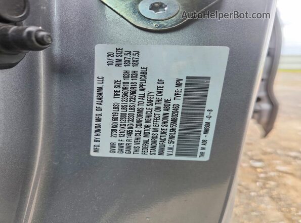 5FNRL6H55MB020463 2021 HONDA ODYSSEY Gray VIN sticker view