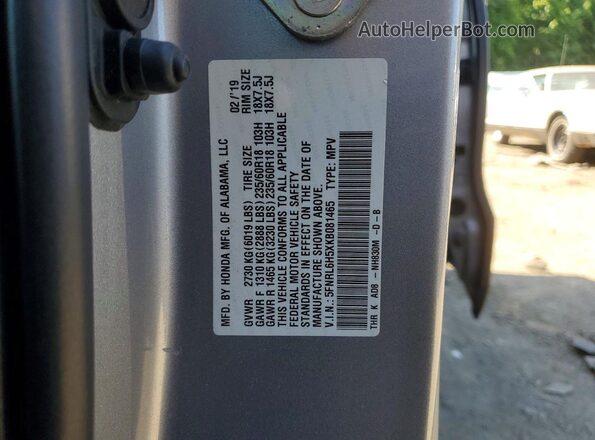 5FNRL6H5XKB081465 2019 HONDA ODYSSEY Silver 