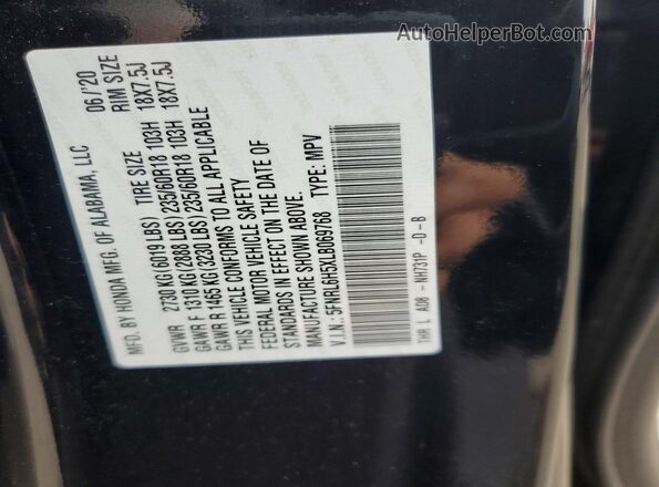 5FNRL6H5XLB069768 2020 HONDA ODYSSEY Black VIN კოდის სტიკერის ხედი