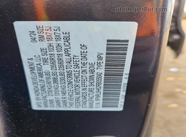 5FNRL6H62RB055042 2024 HONDA ODYSSEY Charcoal Widok naklejki z numerem VIN
