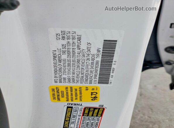 5FNRL6H68TB028869 2026 HONDA ODYSSEY Белый Вид подкапотного пространства