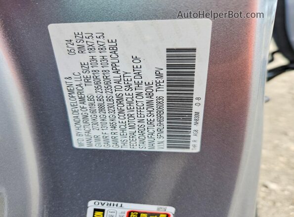 5FNRL6H69RB060836 2024 HONDA ODYSSEY Silver 