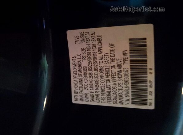 5FNRL6H69TB003575 2026 HONDA ODYSSEY Blue 