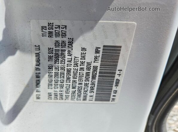 5FNRL6H71MB029680 2021 HONDA ODYSSEY White 
