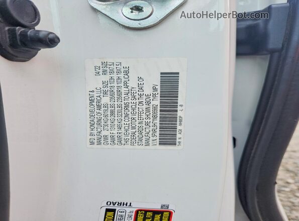 5FNRL6H71NB065662 2022 HONDA ODYSSEYEXL White 