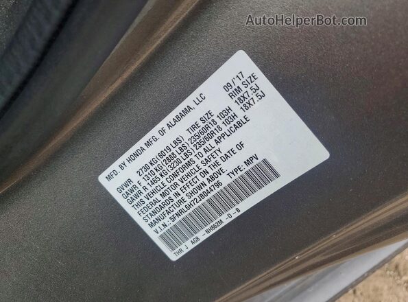 5FNRL6H72JB044796 2018 HONDA ODYSSEY Tan 