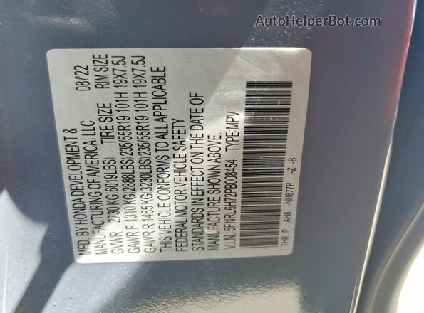 5FNRL6H72PB008454 2023 HONDA ODYSSEY Gray Widok komory silnika
