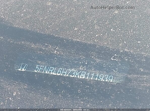 5FNRL6H73KB111939 2019 HONDA ODYSSEY Gray Engine compartment view
