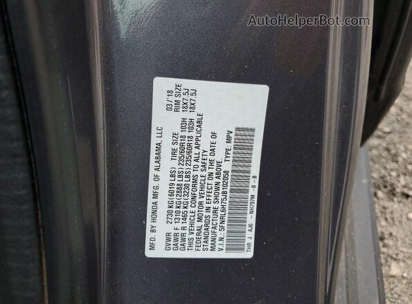 5FNRL6H75JB102058 2018 HONDA ODYSSEY Серый Вид наклейки с VIN-кодом