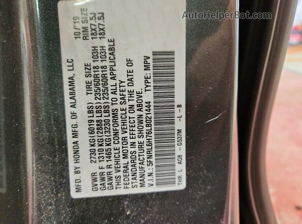 5FNRL6H76LB021444 2020 HONDA ODYSSEY Gray Vista interior de 360 grados