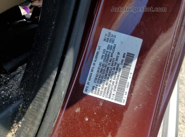 5FNRL6H79JB013657 2018 HONDA ODYSSEY Maroon ძრავის განყოფილების ხედი