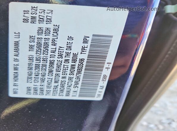 5FNRL6H79KB035496 2019 HONDA ODYSSEY Blue 