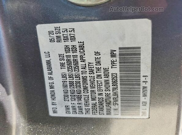5FNRL6H79LB062523 2020 HONDA ODYSSEY Gray 