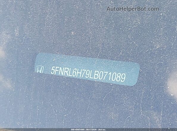 5FNRL6H79LB071089 2020 HONDA ODYSSEY Red 