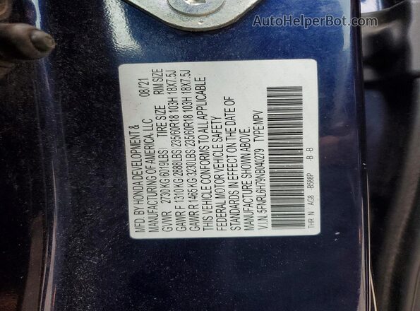 5FNRL6H79NB040279 2022 HONDA ODYSSEY Blue VIN sticker view