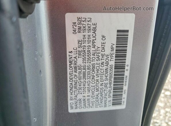 5FNRL6H80RB053565 2024 HONDA ODYSSEY Gray 