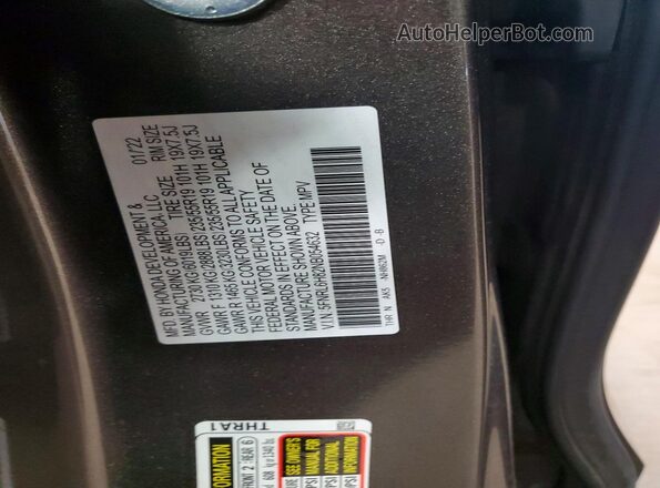 5FNRL6H82NB054632 2022 HONDA ODYSSEY Gold VIN კოდის სტიკერის ხედი