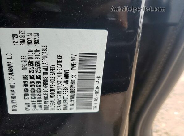 5FNRL6H85MB041551 2021 HONDA ODYSSEY Black Vista de la etiqueta del VIN