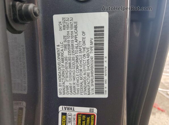 5FNRL6H85RB053240 2024 HONDA ODYSSEY Gray VIN sticker view