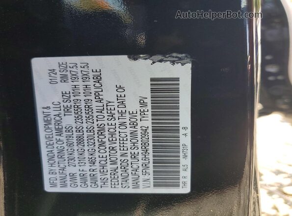 5FNRL6H94RB029942 2024 HONDA ODYSSEY Black VIN sticker view