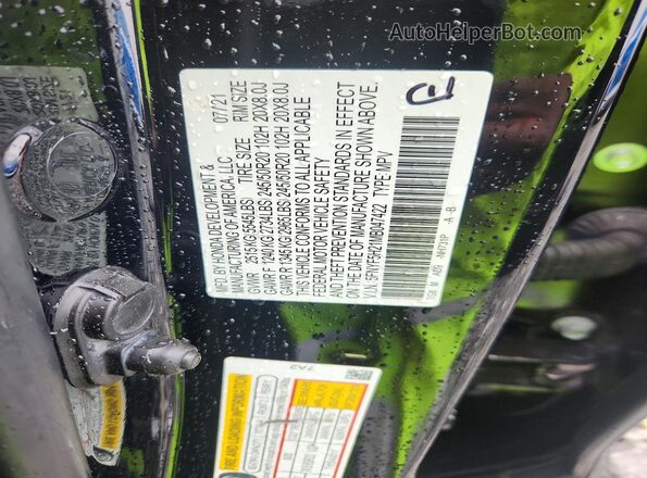 5FNYF5H21MB047422 2021 HONDA PILOT Black VIN կոդի պիտակի տեսք
