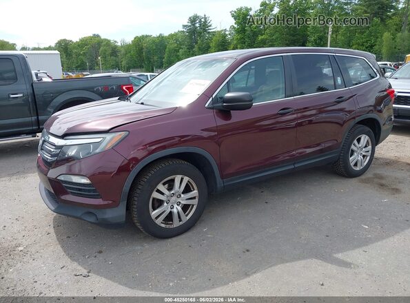 5FNYF6H10GB094958 2016 HONDA PILOT Burgundy Vista tres cuartos delantera izquierda