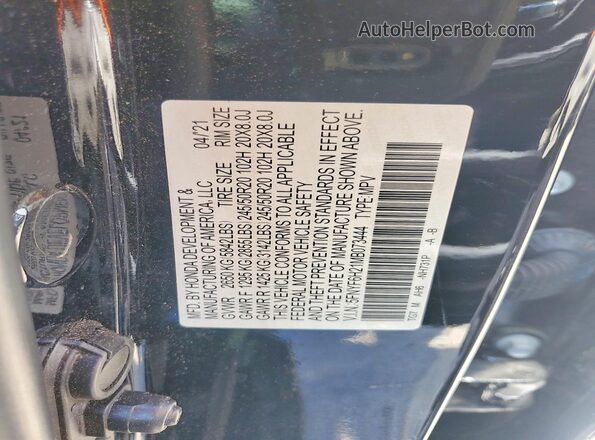 5FNYF6H21MB073444 2021 HONDA PILOT Black VIN sticker view