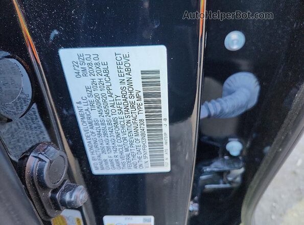 5FNYF6H33NB047308 2022 HONDA PILOT Black Вид наклейки з VIN-кодом
