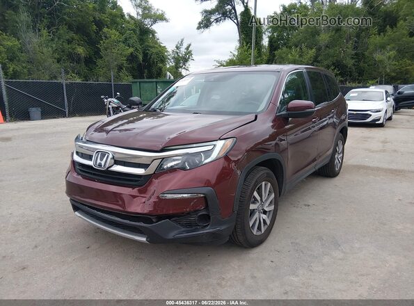 5FNYF6H54KB093954 2019 HONDA PILOT Burgundy Vista frontal