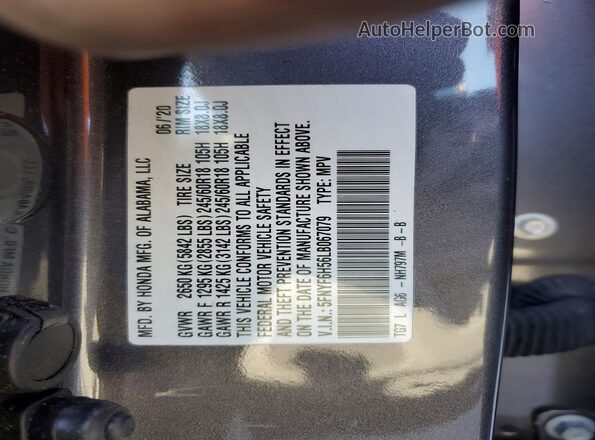 5FNYF6H56LB067079 2020 HONDA PILOT Charcoal 