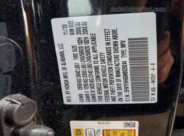 5FNYF6H66MB039244 2021 HONDA PILOT Black Widok komory silnika