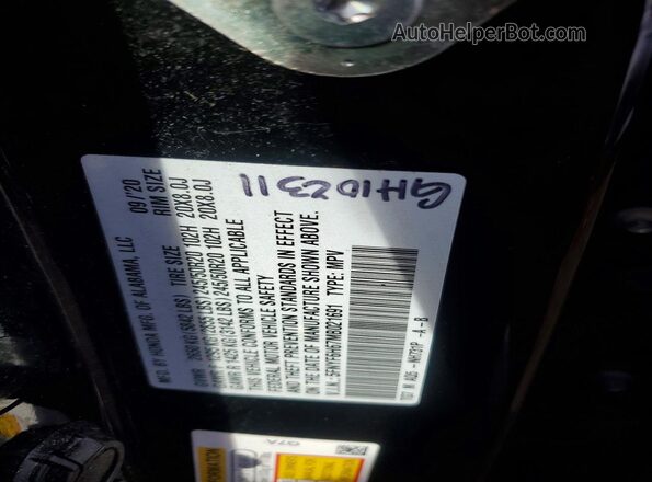5FNYF6H67MB021691 2021 HONDA PILOT Black VIN sticker view