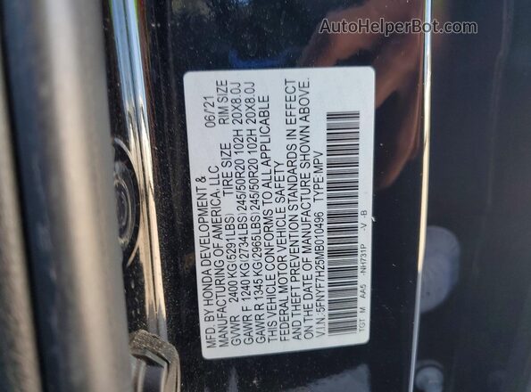 5FNYF7H25MB010496 2021 HONDA PASSPORT Black 