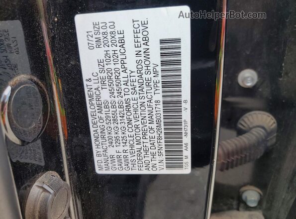 5FNYF8H26MB031718 2021 HONDA PASSPORT Black 