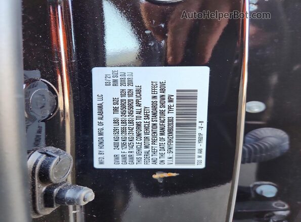 5FNYF8H2XMB020303 2021 HONDA PASSPORT Black VIN sticker view