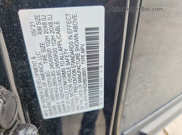 5FNYF8H52MB038501 2021 HONDA PASSPORT Black 