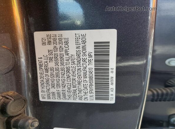 5FNYF8H55MB034510 2021 HONDA PASSPORT Gray Вид підкапотного простору
