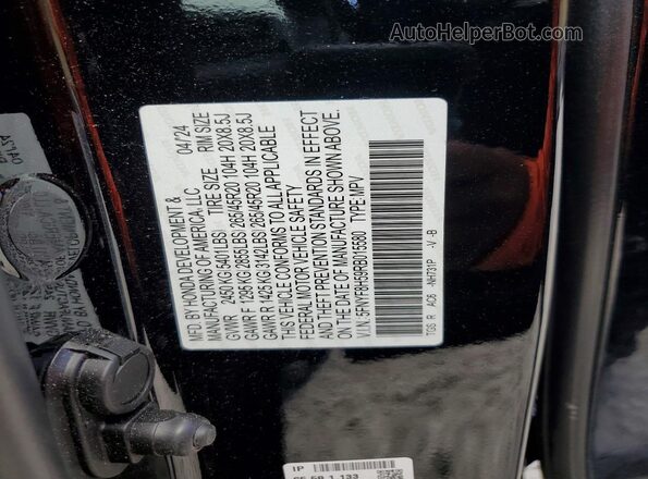5FNYF8H59RB015580 2024 HONDA PASSPORT Black Vista interior de 360 grados