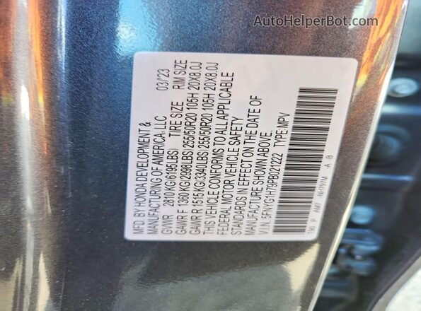 5FNYG1H79PB021222 2023 HONDA PILOT Серый 